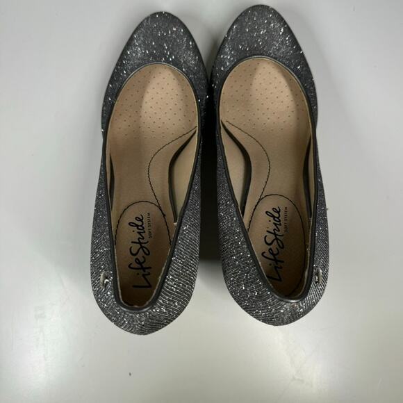 LifeStride Parigi Silver Glitter Heels Size 7.5M Dress Pumps Soft System - Picture 7 of 11